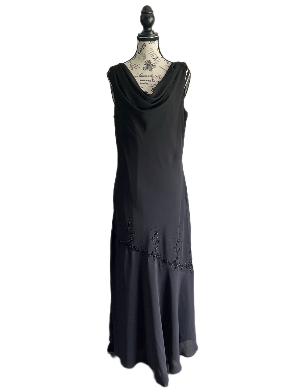 Vintage Y2K Jessica Black Mesh Overlay Maxi Dress XL Goth Formal Whimsigoth